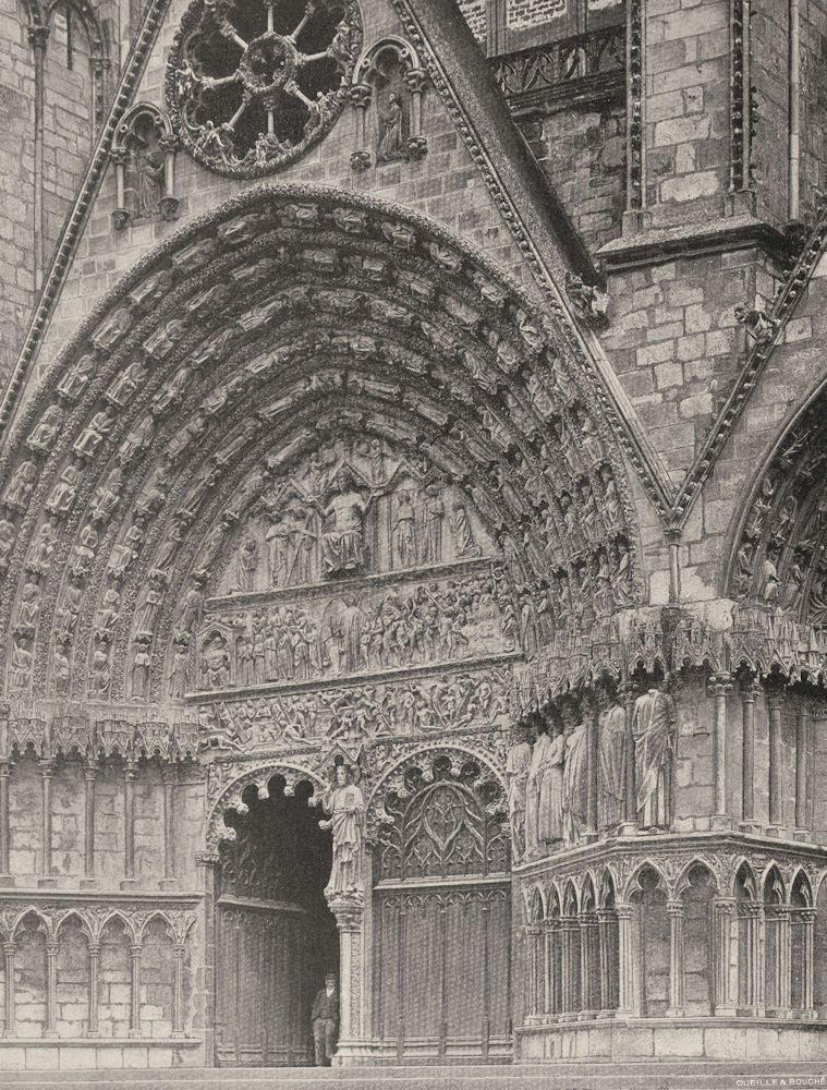 CHER. Bourges- Cathédrale. portail central 1905 old antique print picture